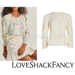 🎀 LoveShackFancy Broadway Lace-Inset Blouse XS